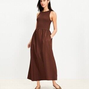 Poplin Mixed Media Midi Pocket Dress